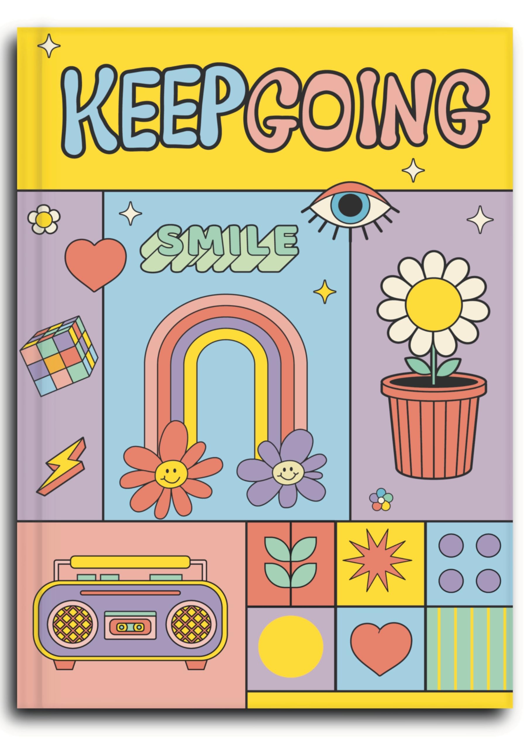 KALP Undated Daily Journal Planner KIT with Pocket Diary, 2 Posters, 300+Stickers, Magnetic Bookmark - Hard Bound, 80 GSM - 304 pages, Weekly Spreads, Monthly View, Habit & Budget Tracker (RETRO)