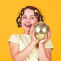 Vista 6 de PP OPOUNT - 2,360 azulejos de mosaico autoadhesivos, dorados, de discoteca, cuadrados y de vidrio para decoración de manualidades, bola de Oro