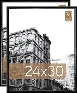 MCS Trendsetter 24x30 Poster Frame Black High-Gloss, Vertical & Horizontal Wall Hanging Large Picture Frame for Photos, Posters & Art Prints (2-Pack)