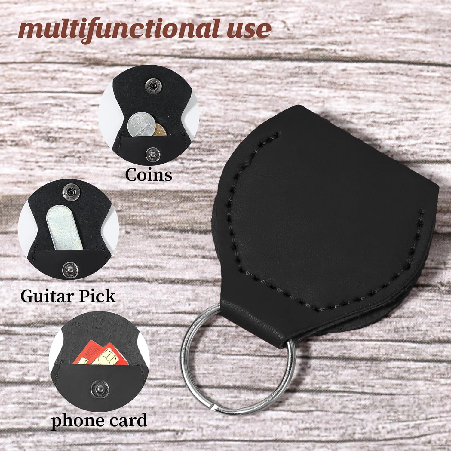 WLLHYF 2PCS 가죽 키체인 링 홀더 쥬얼리 여행용 파우치 링 보관함 귀고리 플랫 케이스 운동 체육관용 코인  백(블랙)-Freehip.co.kr