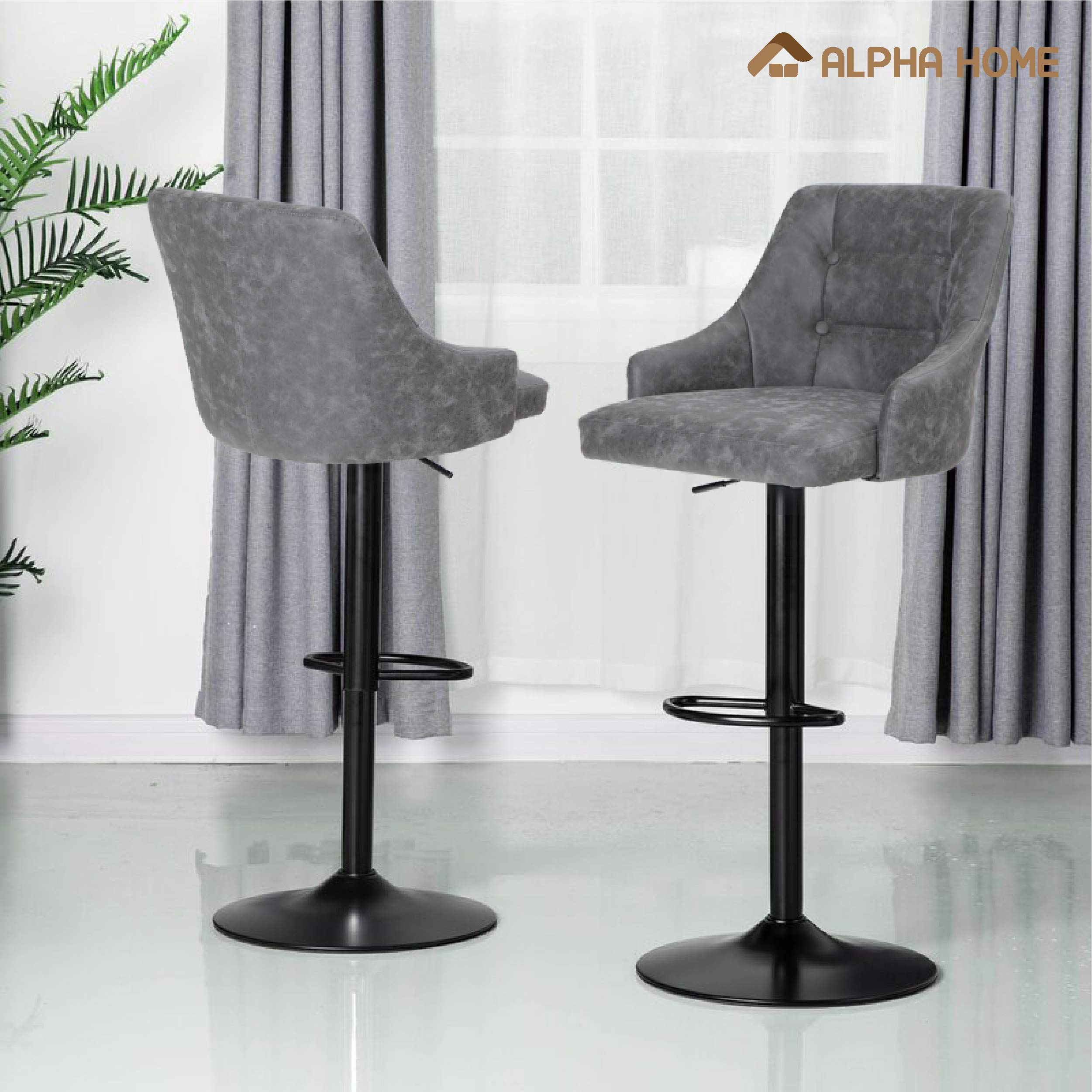 Buy ALPHA HOME Swivel Bar Stools Set of 2 Adjustable Airlift Counter