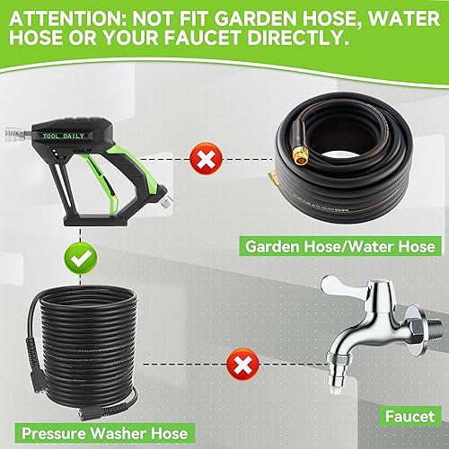 Miniatura 3 de Tool Daily Pistola de lavado a presión corta con mini cañón de espuma, 5 boquillas de pulverización para lavadora eléctrica, conexión rápida de 1/4