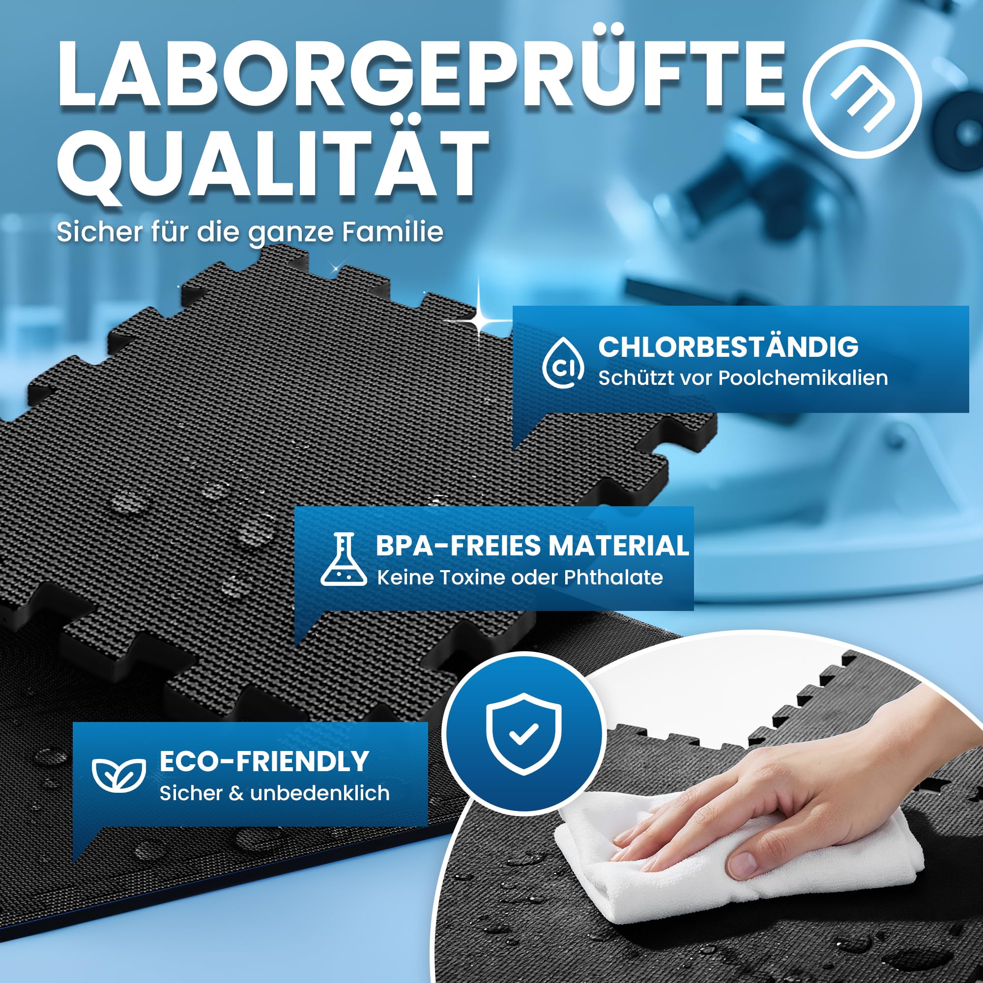 bemaxx Poolunterlage Poolmatte Unterlegmatte - 18 EVA Pool Matten Set: Bodenschutzmatte Puzzlematte Poolfliesen Poolplatte Bodenmatte Bodenfolie Schutzboden Outdoor Poolteppich Whirlpool Planschbecken