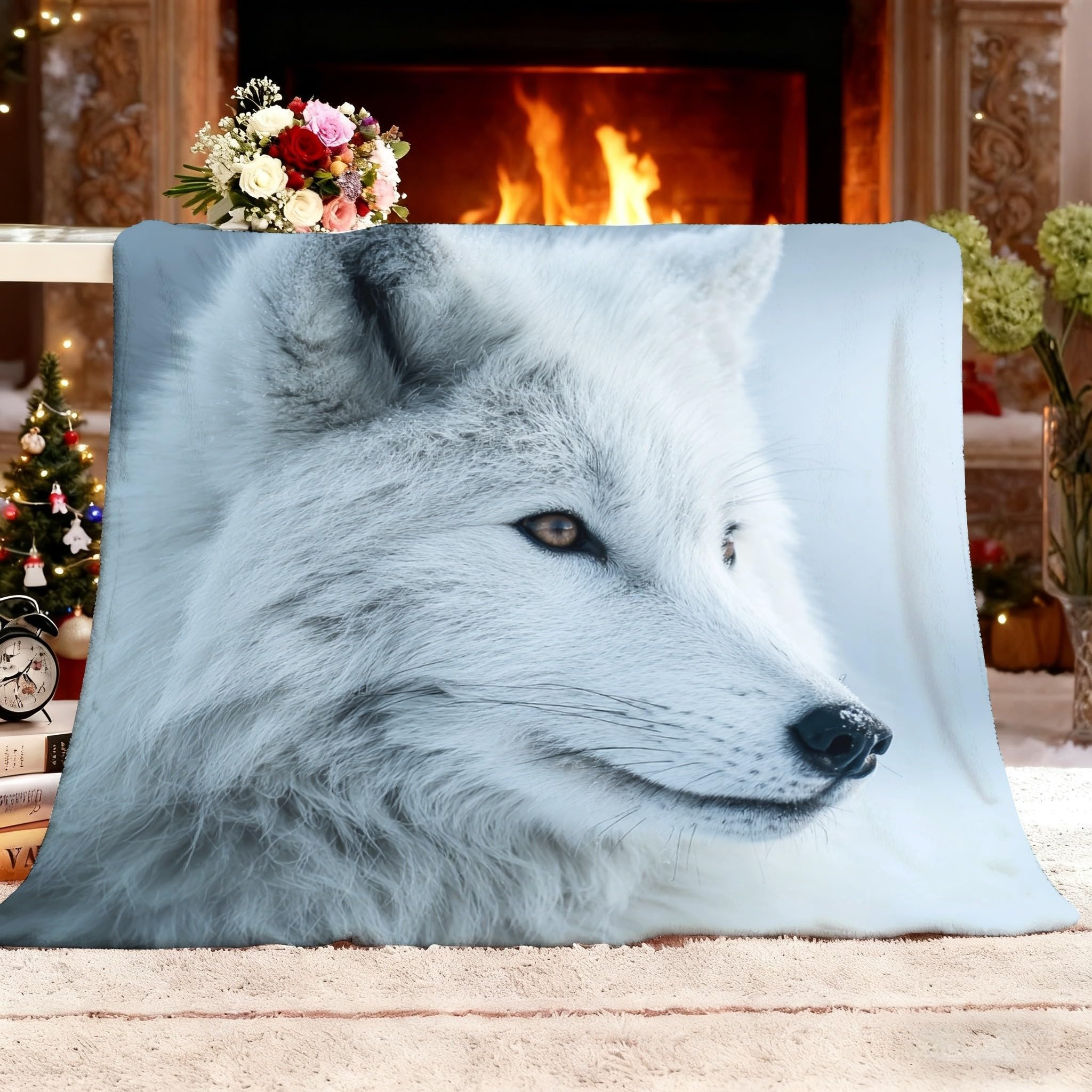 Couverture chaude loup arctique 150x200 cm pour ne plus jamais avoir froid sur son lit ou sofa