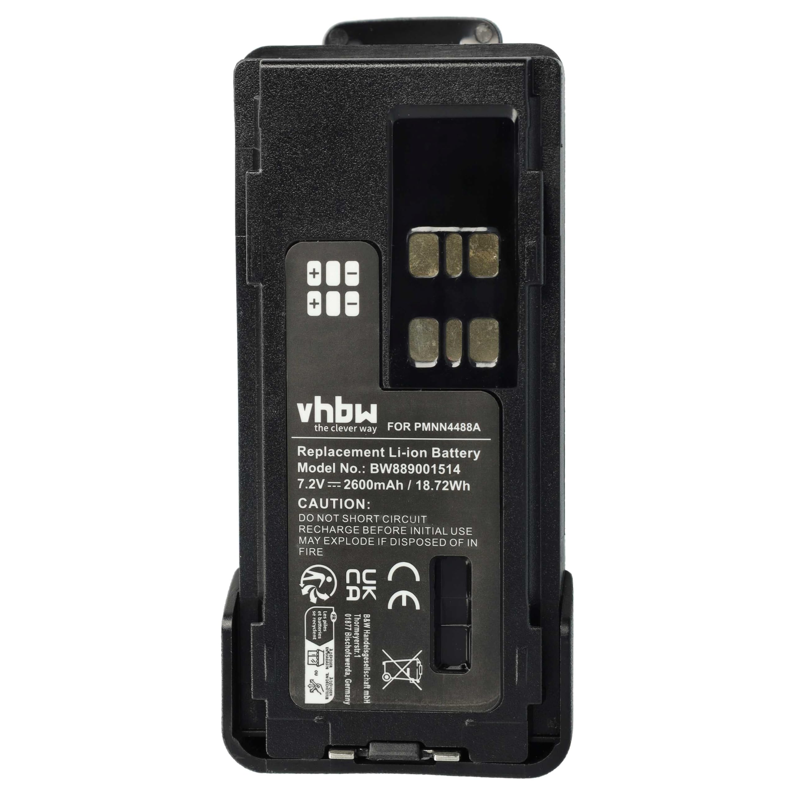 Vhbw Batteria Ricaricabile 2600mAh 7,4V Per Motorola DP4800 DP4800e DP4801e DP4801, Con Clip
