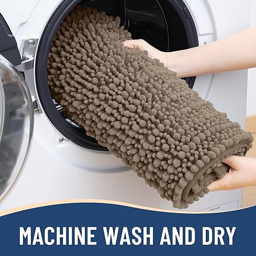 Miniatura 7 de Arotive - Alfombra para el baño de felpilla, extrasuave, gruesa, absorbente, peluda, antideslizante, lavable en lavadora, apta secadora, afelpada