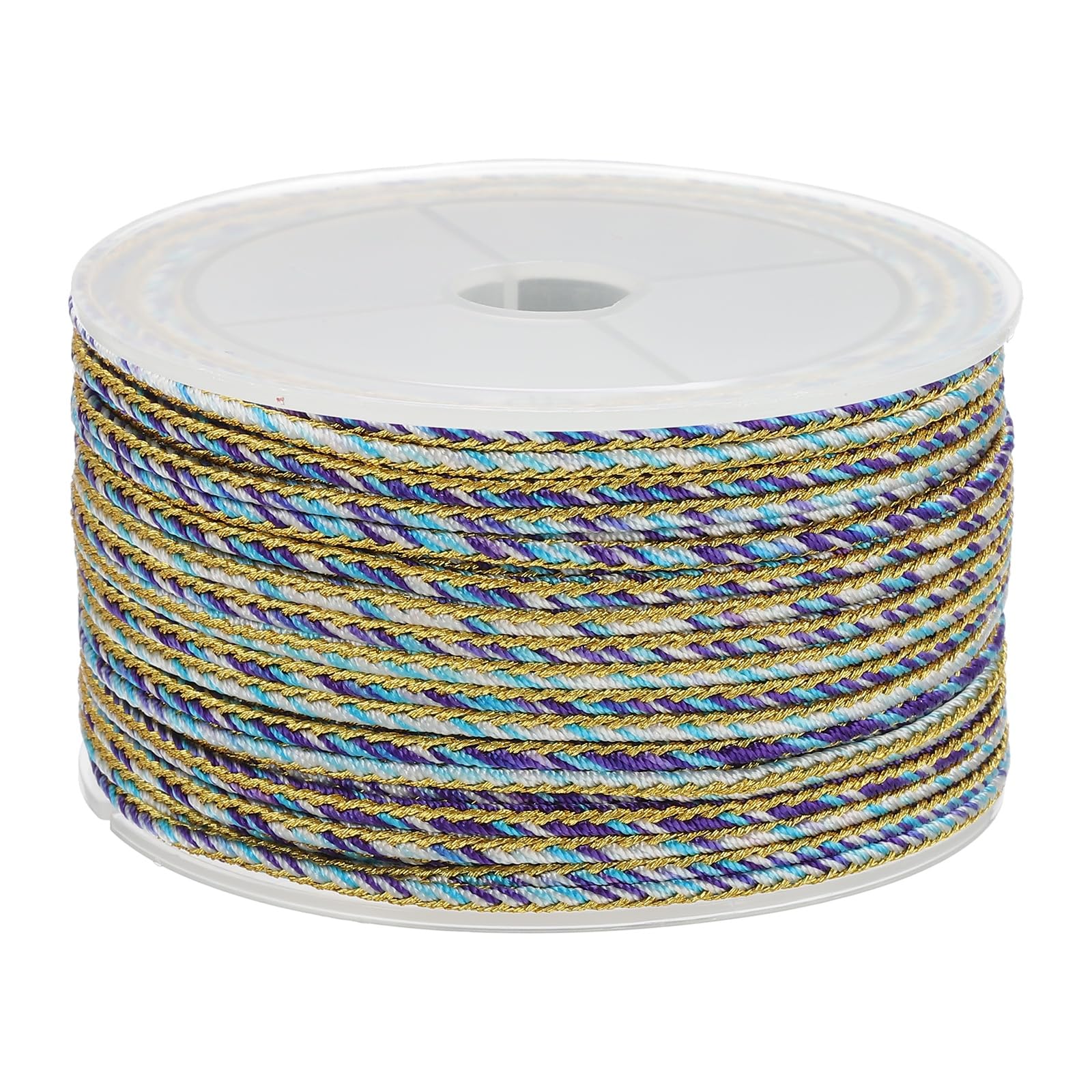 PATIKIL 15 Yards x 2.5 mm Braided Cord, Metallic Bracelet Knotting Macrame Cord Braiding Beading Thread Twine Rope for String Knitting DIY Jewelry Making Plant Wall Hanger, Blue Purple
