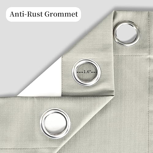 Miniatura 5 de PureFit Cortinas de lino 100% opacas de 96 pulgadas de largo, para oscurecer la habitación, con aislamiento térmico, para sala de estar, guardería,