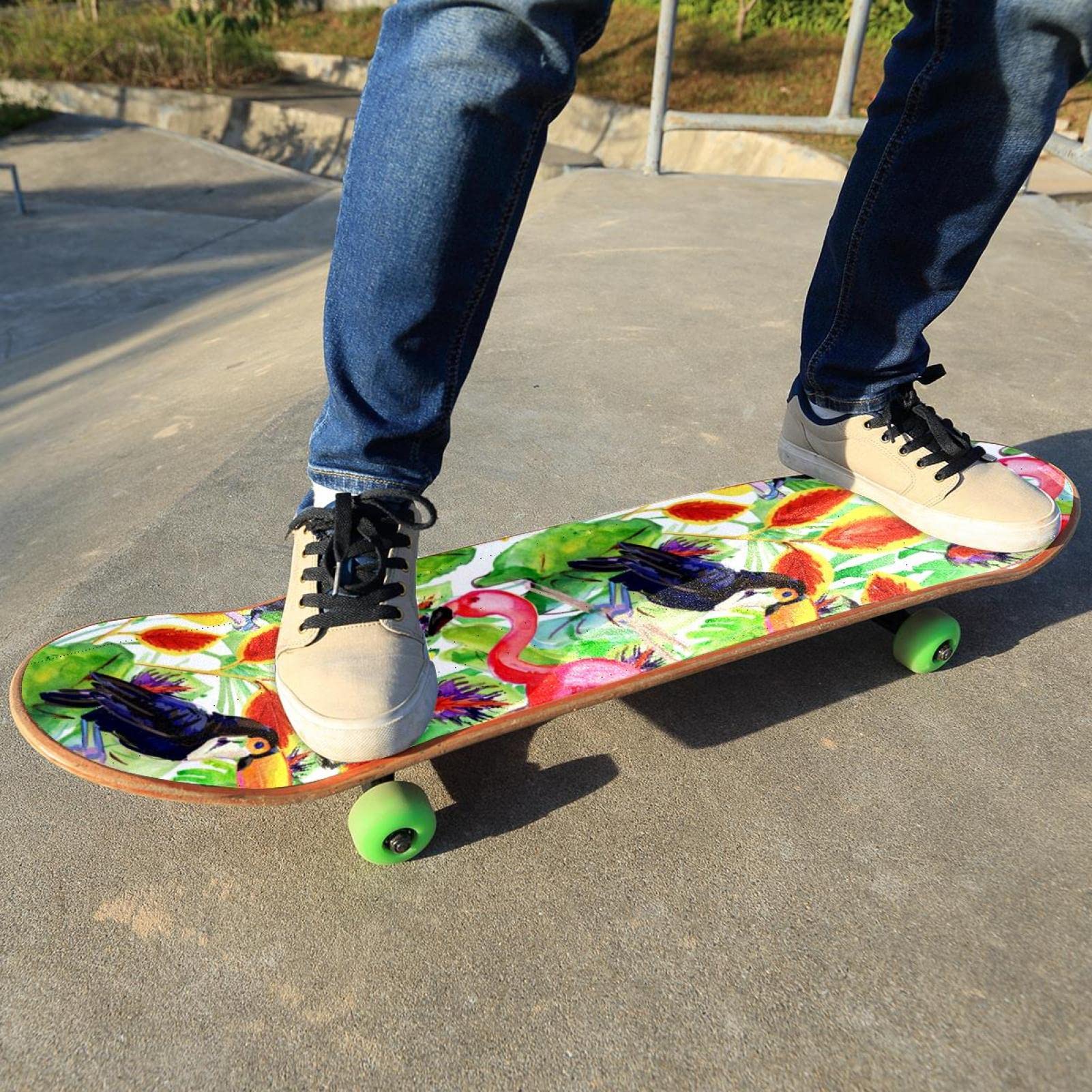 Toucan and Plant Lot de 2 feuilles de papier abrasif pour planche de skateboard et longboard