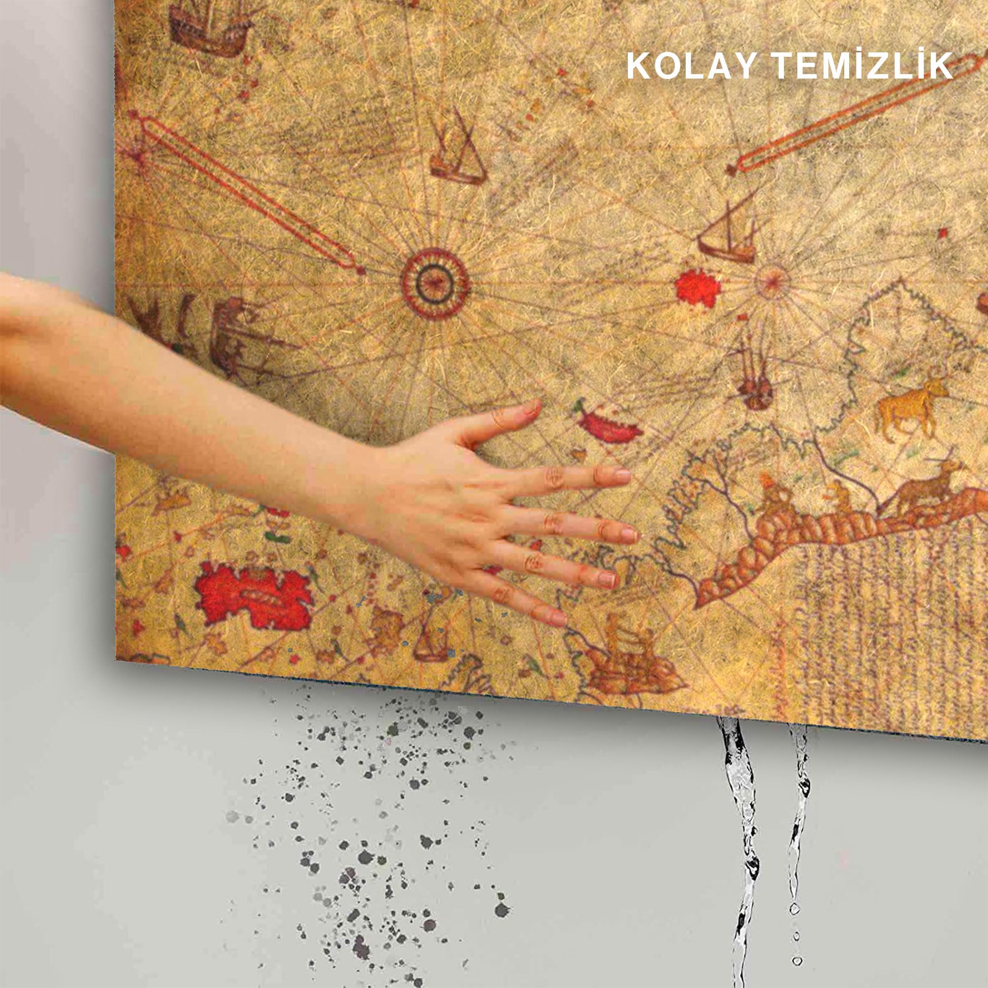 MONNHEIN Kapı Önü Paspası - Modern ve Şık Kapı Paspası | Ev, Ofis ve Dış Mekân Kullanımı İçin (Piri Reis Haritası)