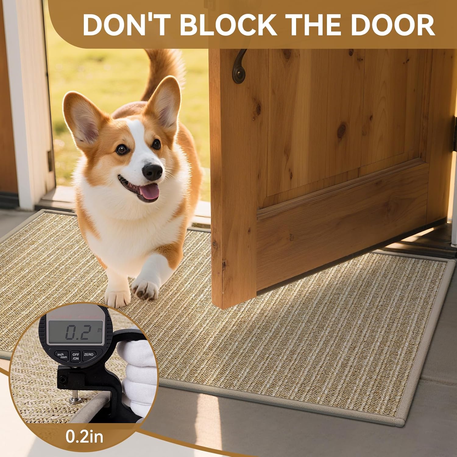 Front Door Mat 17"x30", Heavy Duty Waterproof Dirt Trapping Non-Slip Doormats, Low Profile Entrance Mats for Front Indoor/Outdoor, Brown - Image 4