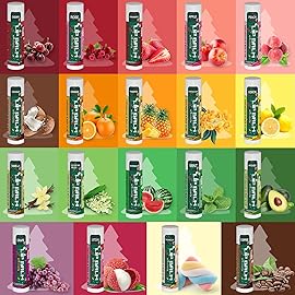 Yopela 19 Pack Christmas Natural Lip Balm Bulk with Vitamin E and Coconut Oil Lip Care Set - Moisturizing, Soothing, and Repairing Dry and Chapped Lips - 19 Flavors - Non-GMO