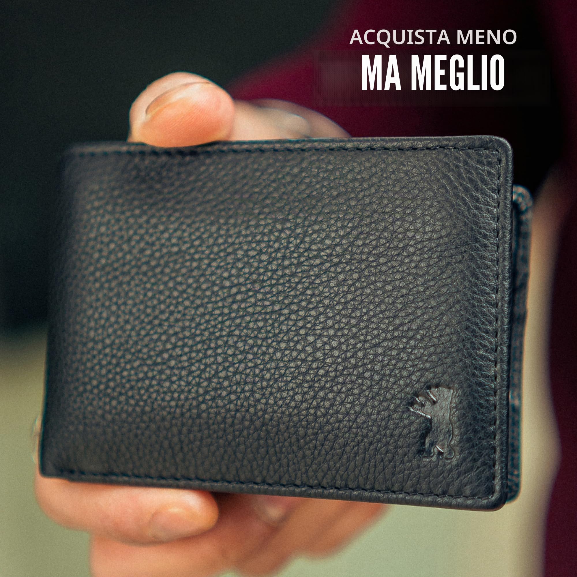 Berliner Bags Portafoglio Uomo Pelle Kees, Slim Compatto Bifold con Portamonete, Porta Carte e Protezione RFID – Nero