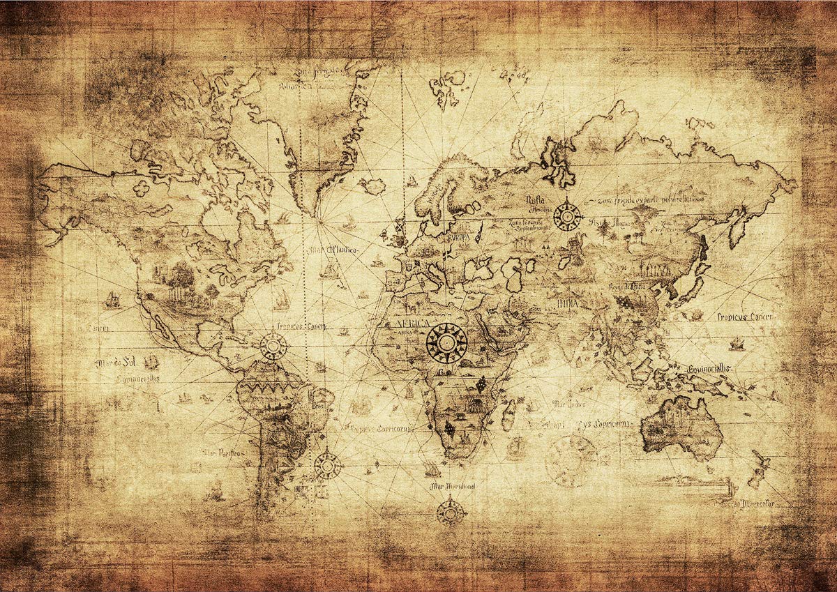 Stukk White Vintage Distressed World Map Poster - A3 (297 X 420Mm)