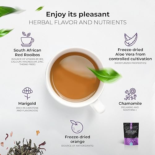 Miniatura 3 de Michelle Peiret Té de bálsamo digestivo, 1 oz (15 porciones por recipiente), sabor a naranja, mezcla de flores de caléndula (caléndula), manzanilla