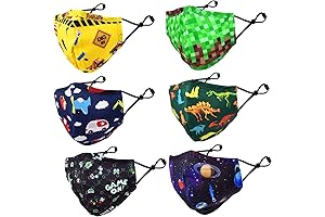 CIKIShield 6-Pack Washable Kids Cloth Face Masks with Shield for Boys (9-14)