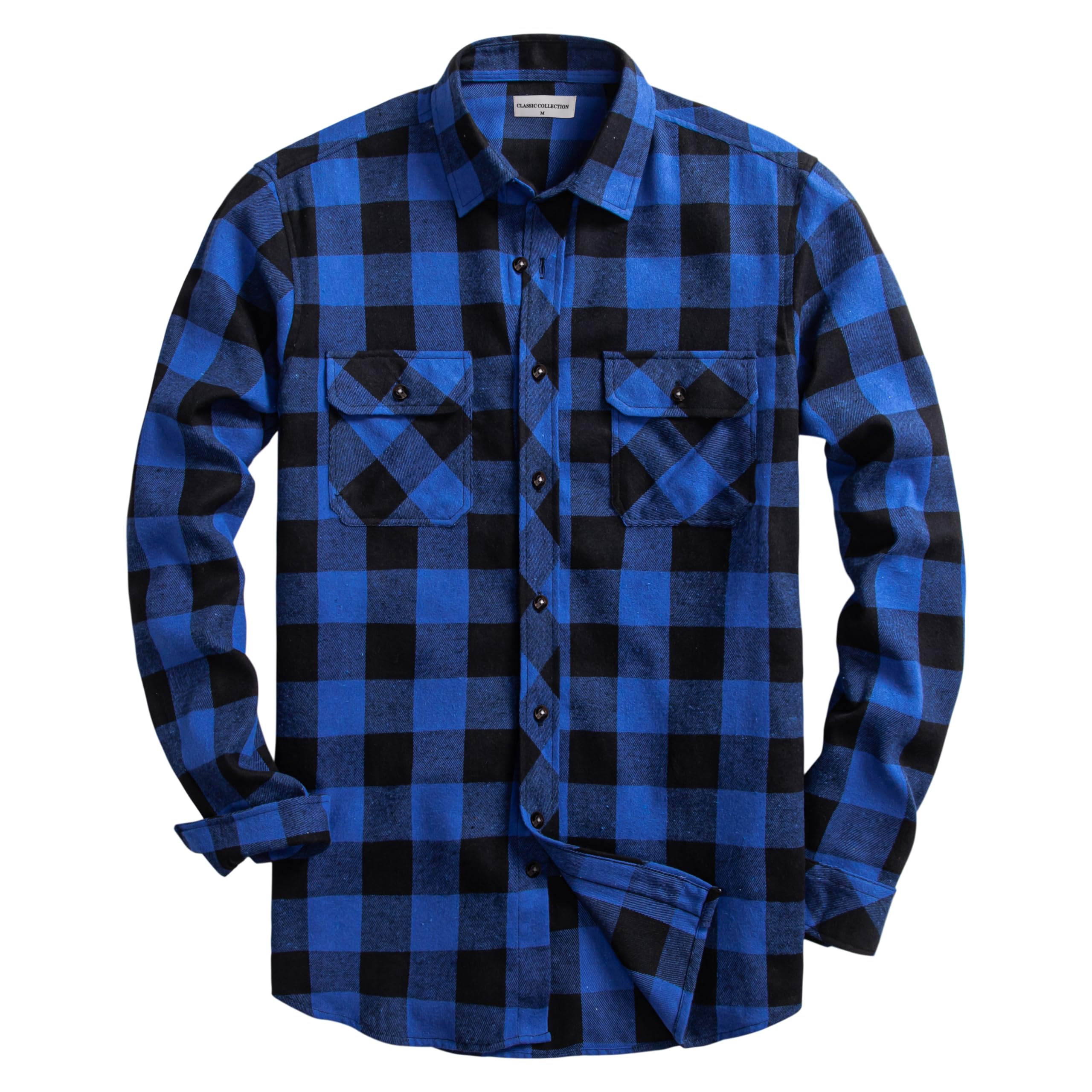 DELCARINO Flannel Plaid Shirt (Blue)