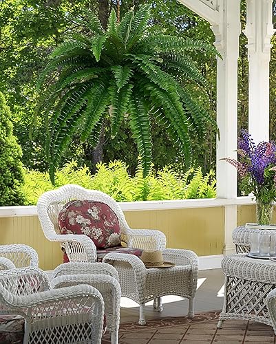 Miniatura 7 de GYERB Helechos falsos grandes, 88 ramas, helechos artificiales, plantas de helecho Boston sintético para el hogar, oficina, jardín, decoración