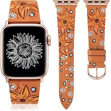 Minyee Apple Watch Band 41/40/38/44/45/49/42 mm Kad nlar ile Uyumlu Deri Kay   k Tasar mc  Kabartmal  Deri Bileklik Ay i e i Desenli Kay  iWatch Ultra 2, Seri 9/8/7/6/5/4/3/2/1/SE i in
