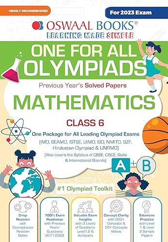 Oswaal One For All Olympiad Previous Years' Solved Papers, Class-6 Mathematics Book (Useful book for all Olympiads) (For 2023 Exam)