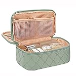 Relavel Small Makeup Bag, Travel Cosmetic Bag Make Up Pouch, Small Makeup Organizer Bag for Women, Waterproof Handbag Toiletry Bag Essentials for Daily Use (Green)
