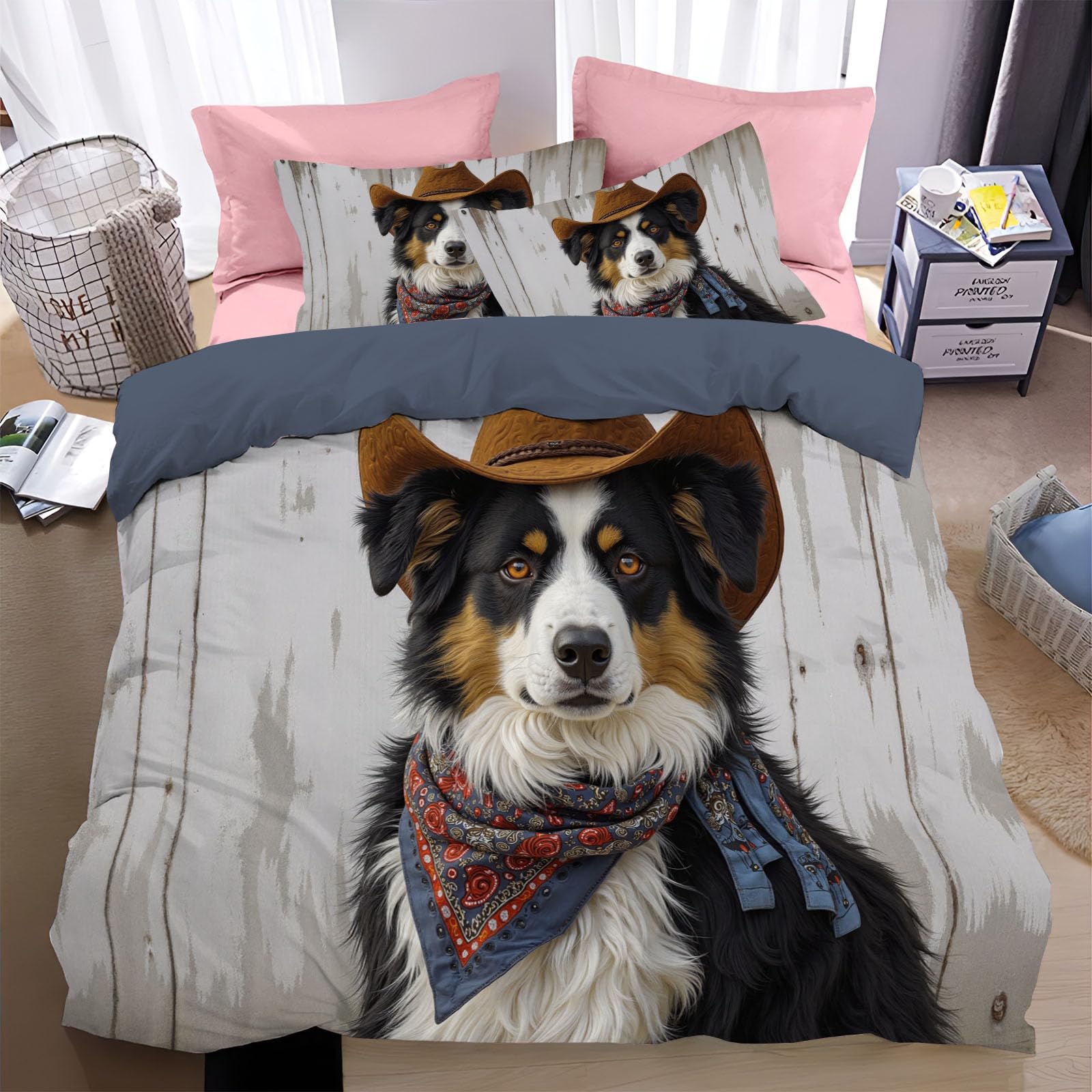 Housse de couette 220x240 Berger Australien, le cadeau idéal pour lit enfant