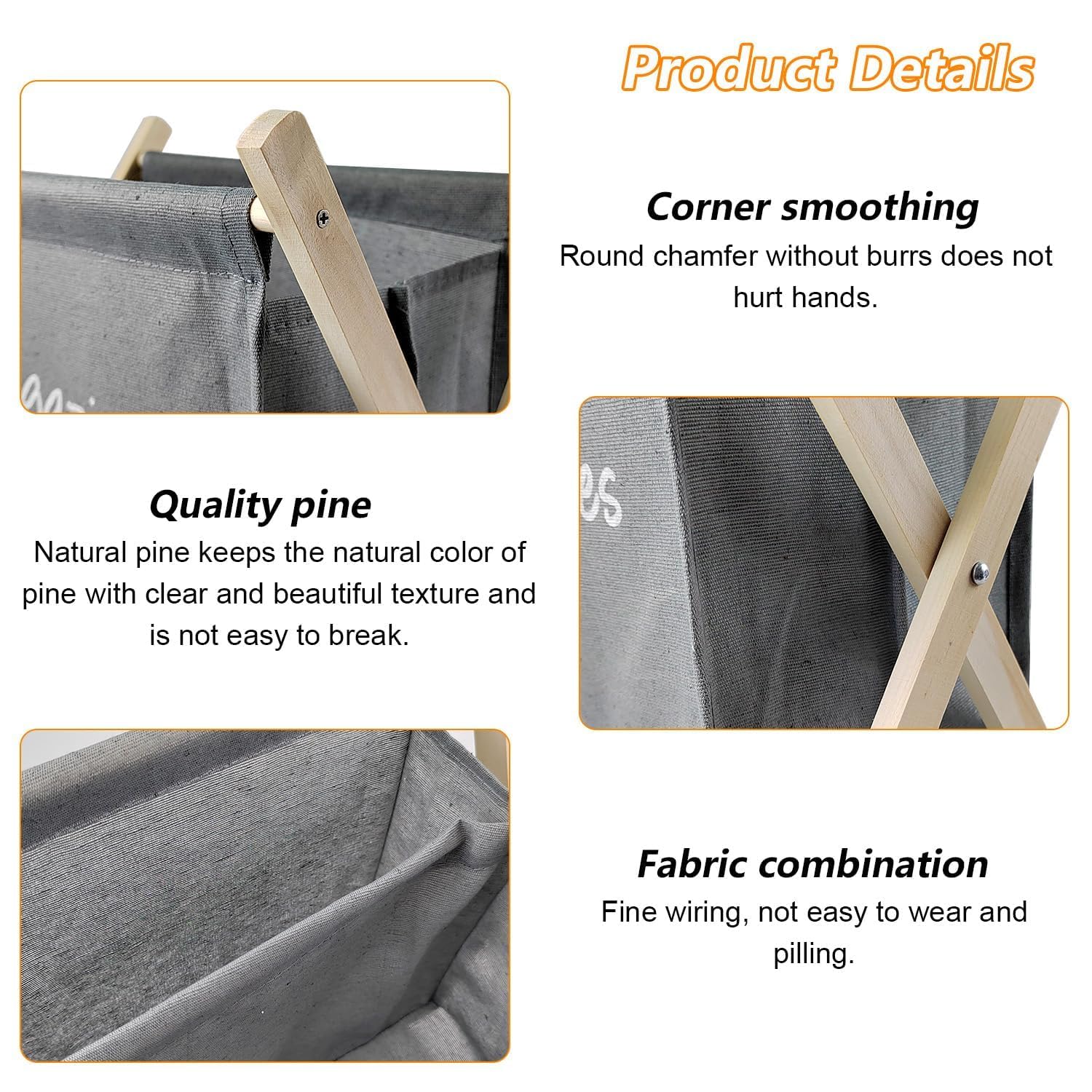 Revistero de Madera, Revistero Plegable con Tela, Revistero Suelo Gris, Revistero Archivador 30 × 20 × 30 cm, para Guardar Libros, Impurezas, Periódicos