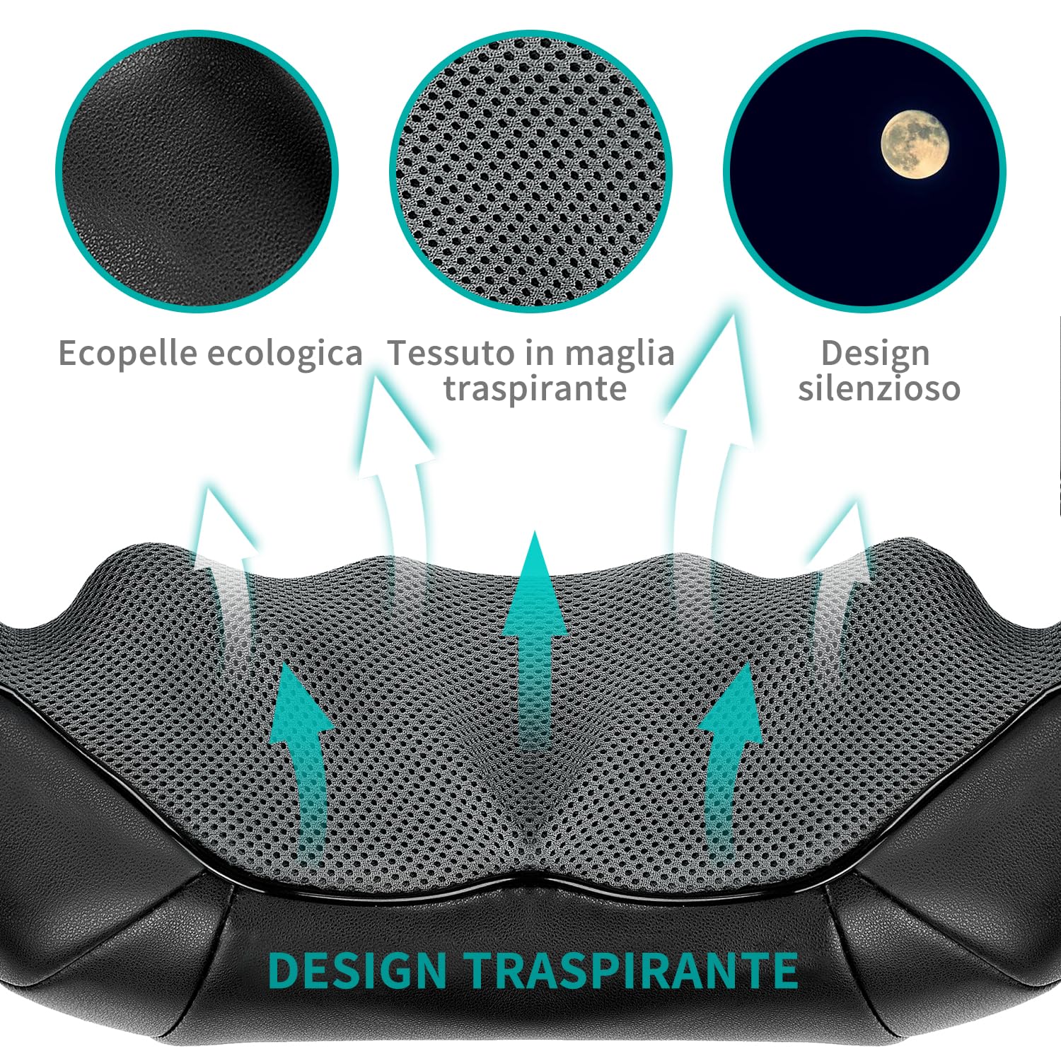Nekteck Shiatsu collo e massaggiatore posteriore, con calmante calore e tessuto profondo 3D massaggio cuscino, è adatto ，e può essere facilmente utilizzato in casa, ufficio e autoo