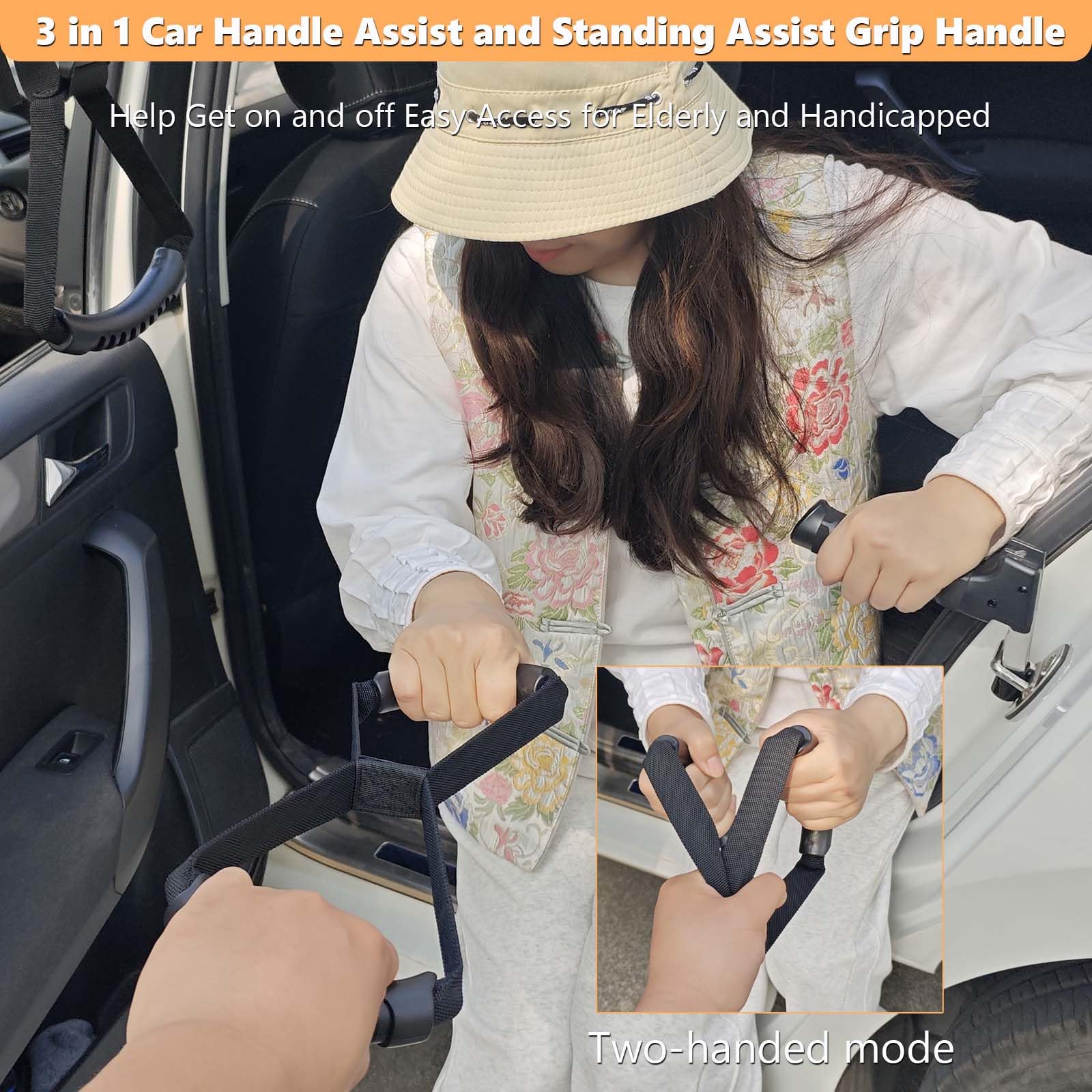 3pcs Mobility Independence Kit: Portable Standing Aid,Car Grab Handle Auto Cane,Adjustable Standing Aid Safety Handle,Liberty Lift Assist Suitable for Elderly, Disabled and Pregnant,Convenient Travel — Amazon image 4