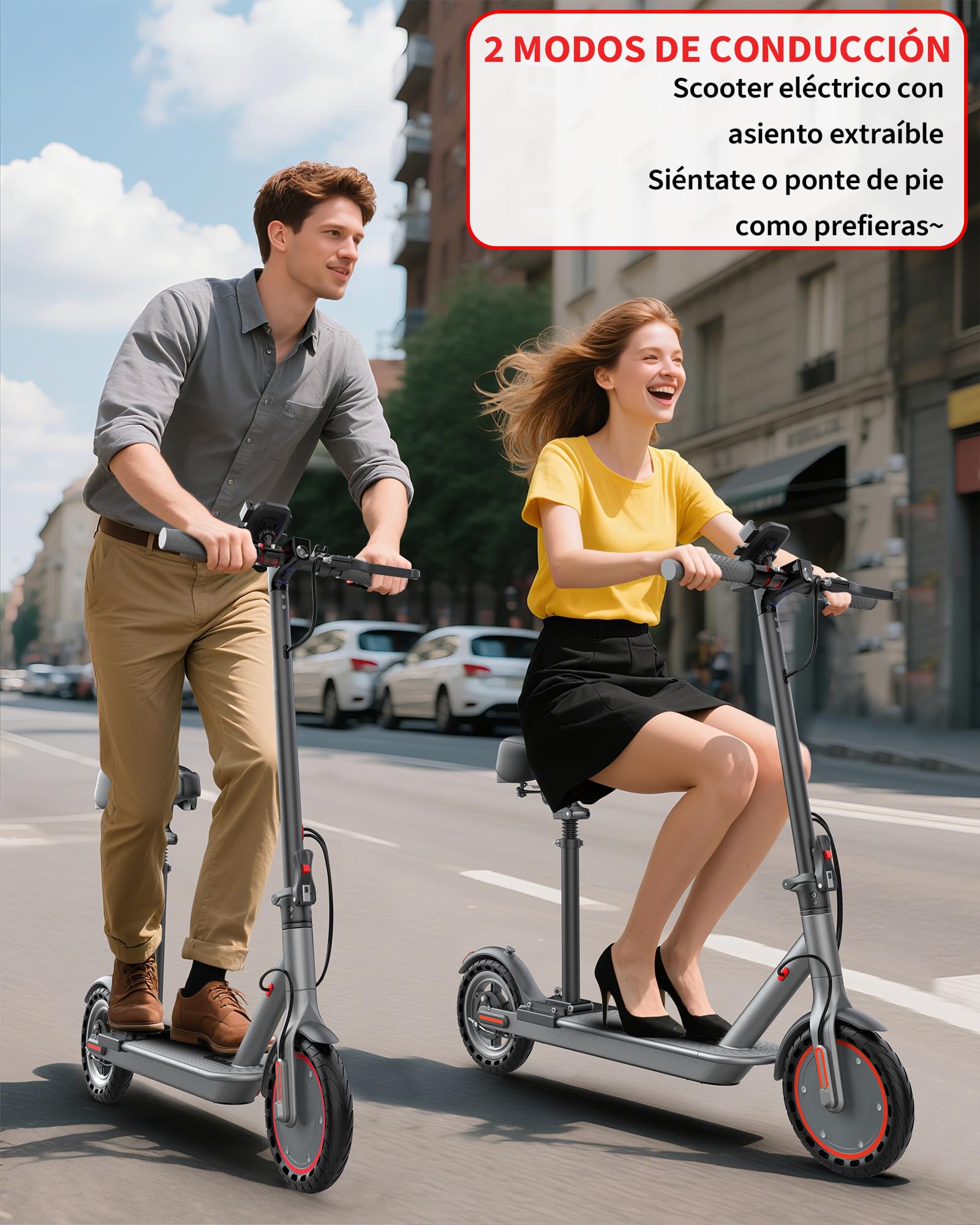 Patinete Eléctrico Adultos, Scooter Electrico Plegable，Ruedas 8,5” Patin Electric, Doble Frenos de Disco