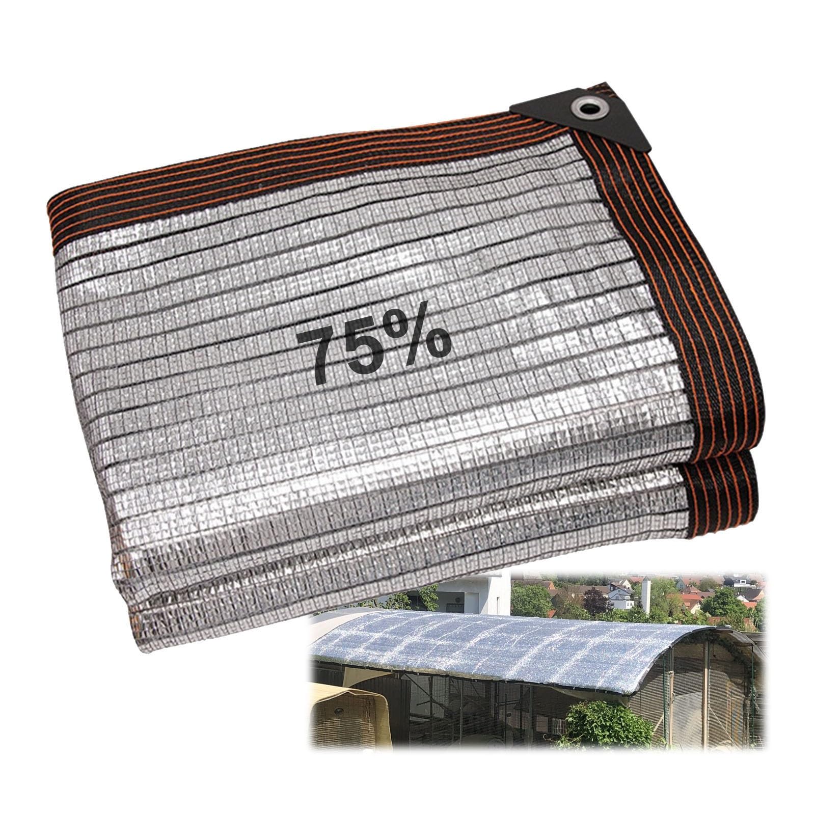 Sune Protect - Tela de aluminio 75% de protección solar de 4 x 9 m para invernadero, patio, planta, flor, pollo, cochera, cubierta de toldo para exteriores