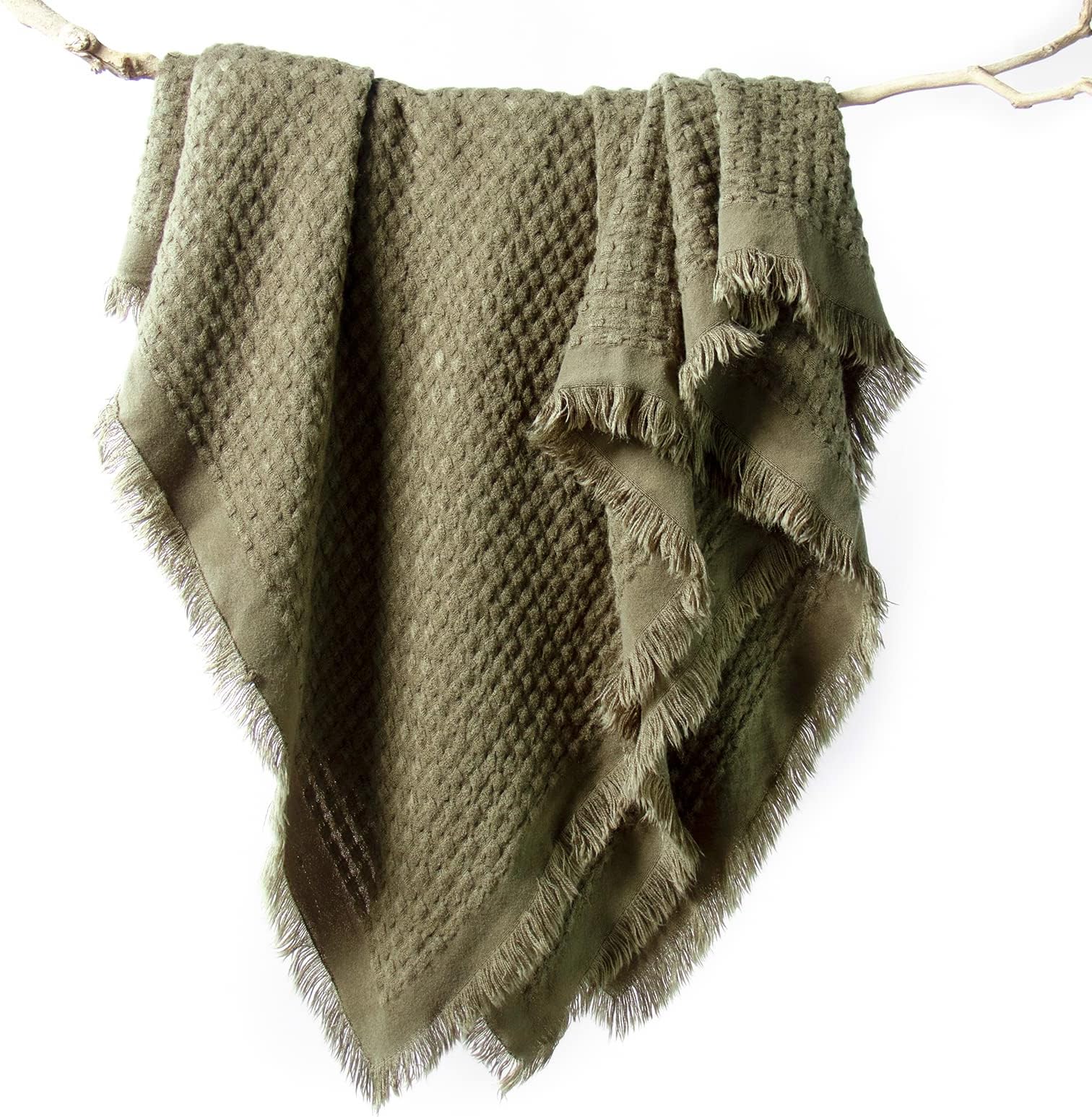 lifeinFall Throw Blanket for Couch-Soft Boho Bed Throw Blankets,Cozy Knitted Green Waffle Throw,Small Farmhouse Lightweight Blanket&Throw for Autumn,Woman,Man,Chair,Sofa,Home Decor(Green,50 * 60")