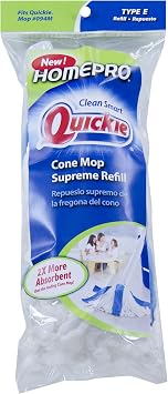Quickie Microfiber Cone Mop Refill, Machine Washable, Reusable, Highly Absorbent Mop Head Refill