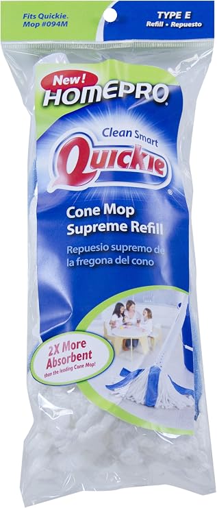 Quickie Microfiber Cone Mop Refill, Machine Washable, Reusable, Highly Absorbent Mop Head Refill