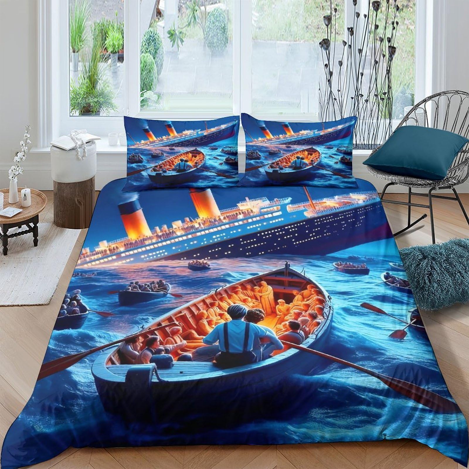 YVASPQRTW Titanic Luxury Duvet Quilt Vintage Ship Bedding Set Premium Microfiber Pillowcase for Children And Adults Double（200x200cm）