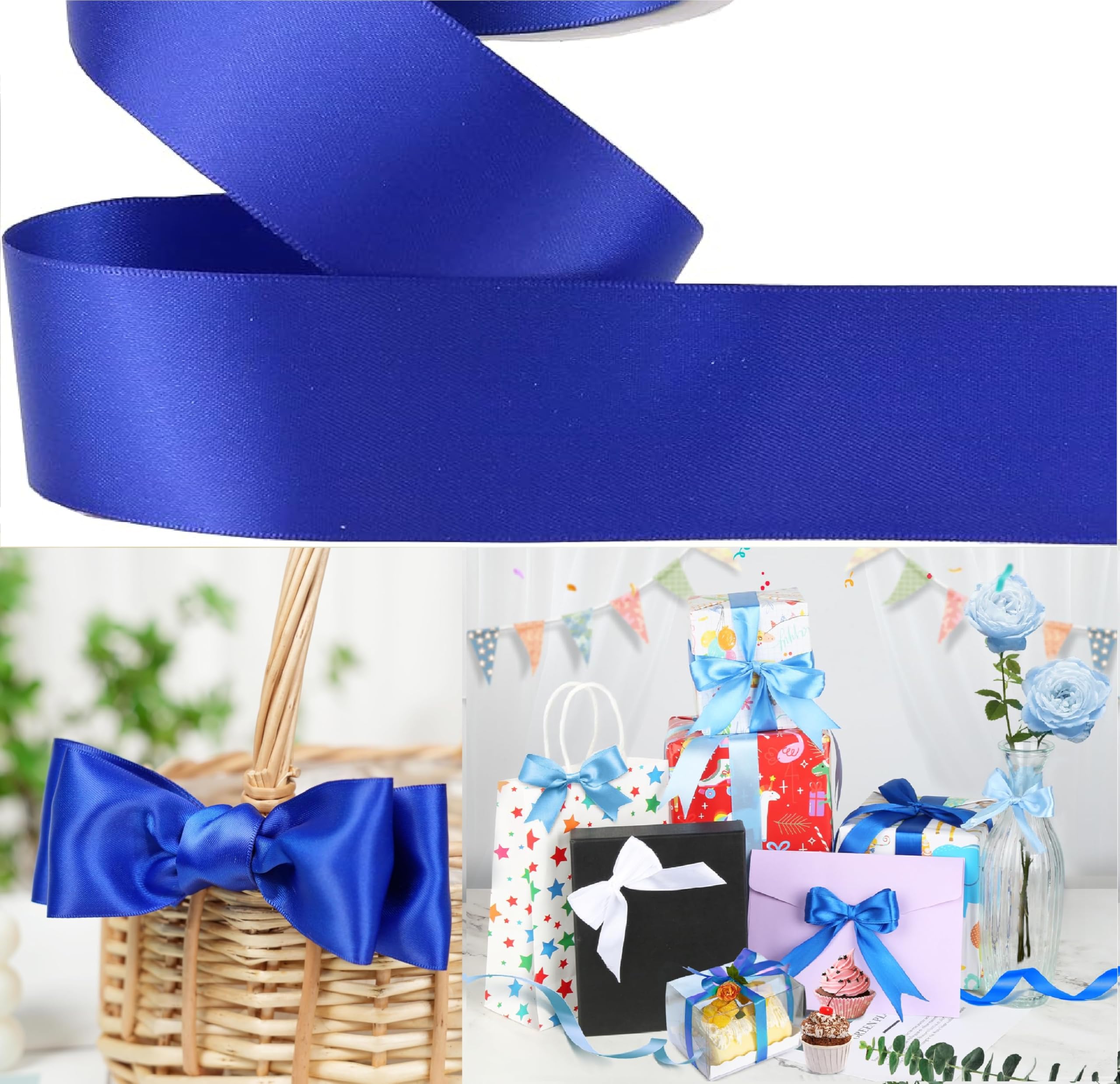 Nastro Di Raso Blu Reale Largo 50 Mm | 5 Metri Per Decorazioni, Fiocchi, Bomboniere E Fai Da Te