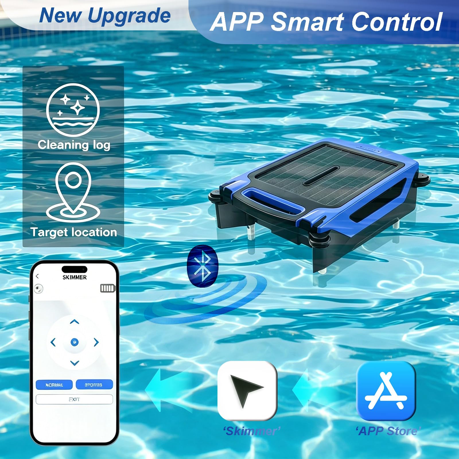Robot Piscina Solare Senza Fili – Controllato App, Funziona Giorno e Notte, Cestino 4,1L, Evitamento Automatico e Piedini Morbidi – per Tutte Le Piscine Interrate e Fuori Terra Black