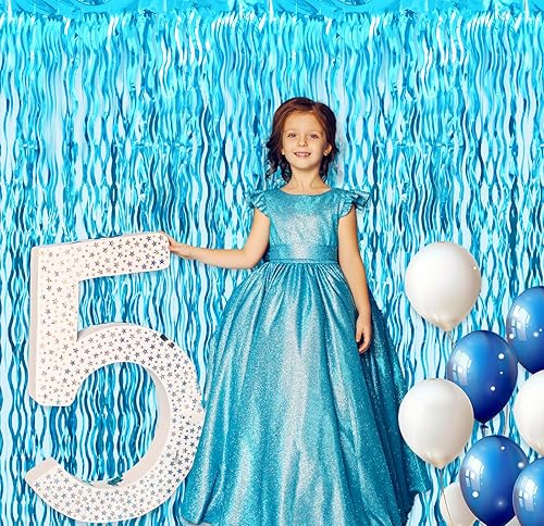 Miniatura 265 de GOER - Cortinas de tiras metálicas/oropel para fiestas, telón de fondo para fotos, cumpleaños, graduaciones, decoraciones y Año Nuevo, de 6.4 x 9.8