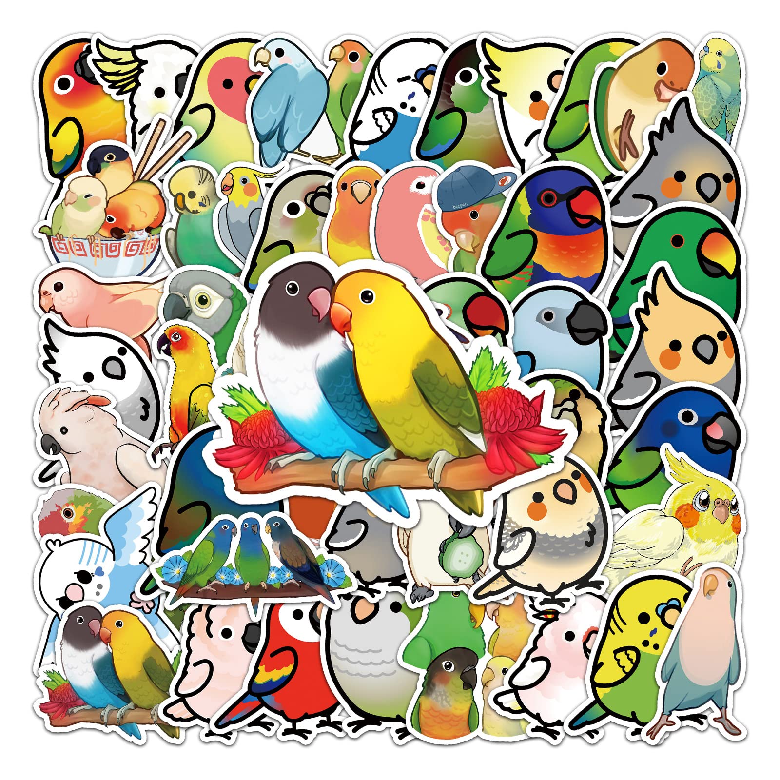 Parrot Aufkleber Vögel Stickers 50 Stück Skateboard Graffiti