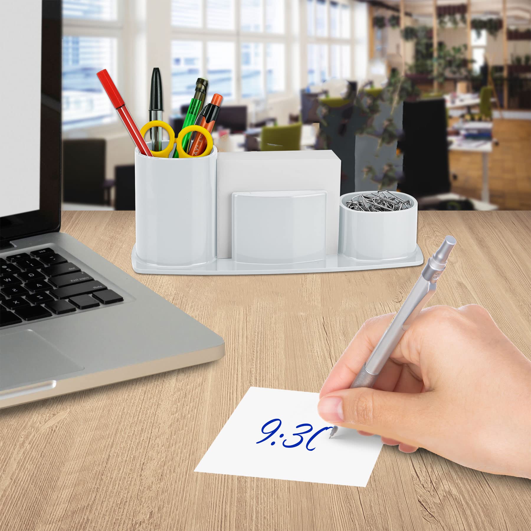 Acrimet Millennium Desk Organizer Cup Caddy, Plastic Desktop Holder for Pen Pencil, Clips, Desk Accessories & Memo Paper - Image 4
