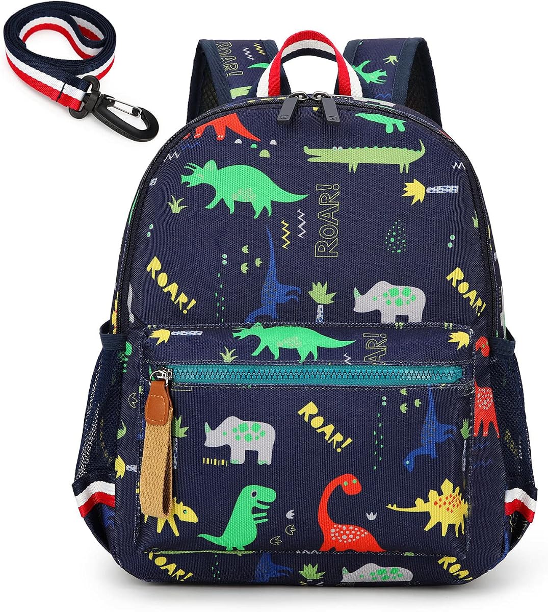 Mochila de jardín de infantes Cartoon Bus 12 para niños, niñas y niños, mochila impermeable para niños pequeños en edad preescolar con correa y arnés de seguridad (azul)