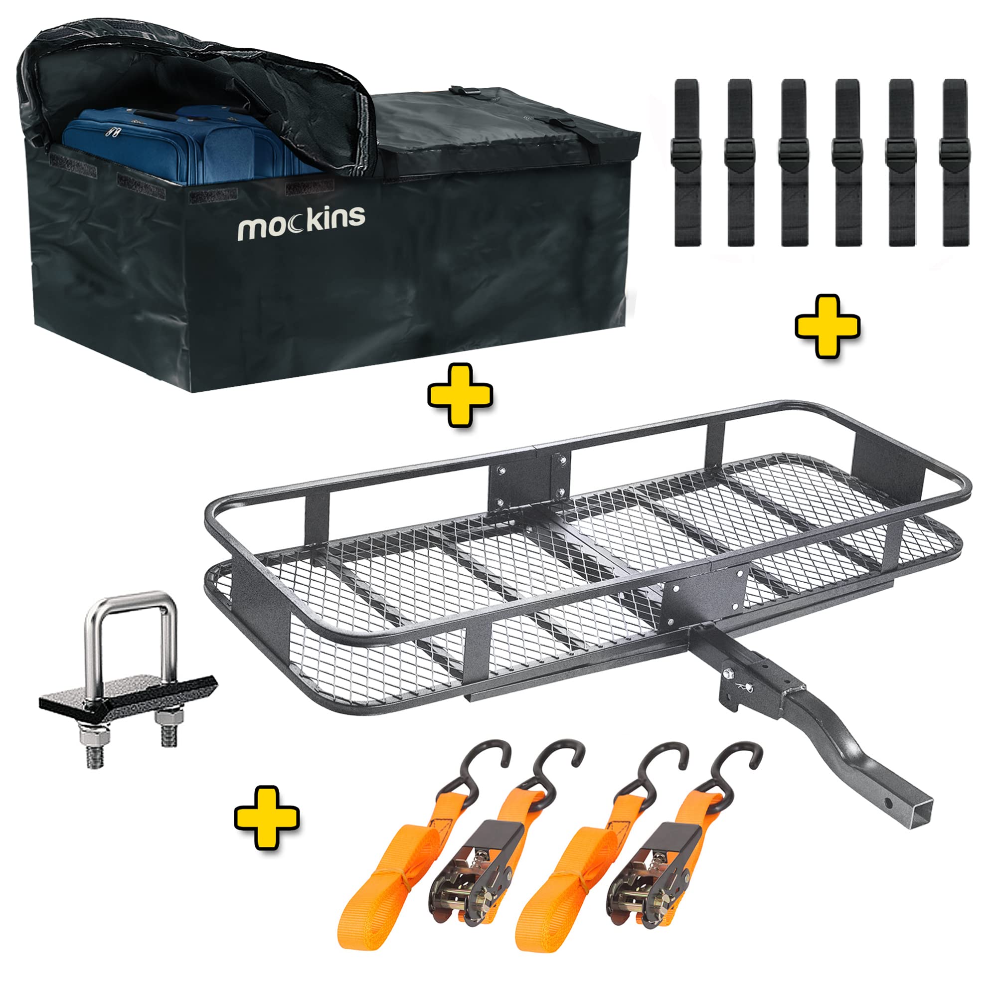 Mockins 60 x 20 x 6 Inch 500 LB Capacity Rear Hitch Mount Cargo Carrier