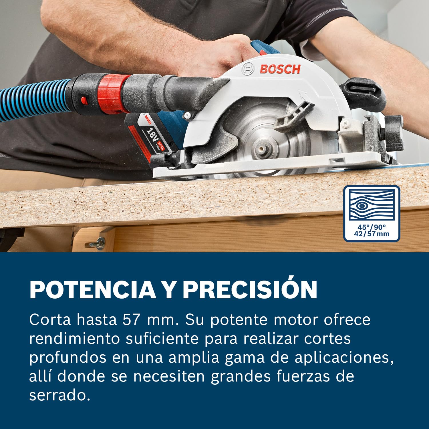 Bosch Professional 18V System sierra circular a batería GKS 18V-57 G (Ø del disco de sierra: 165 mm, profundidad de corte: 57 mm, incl. L-BOXX, sin batería/cargador)