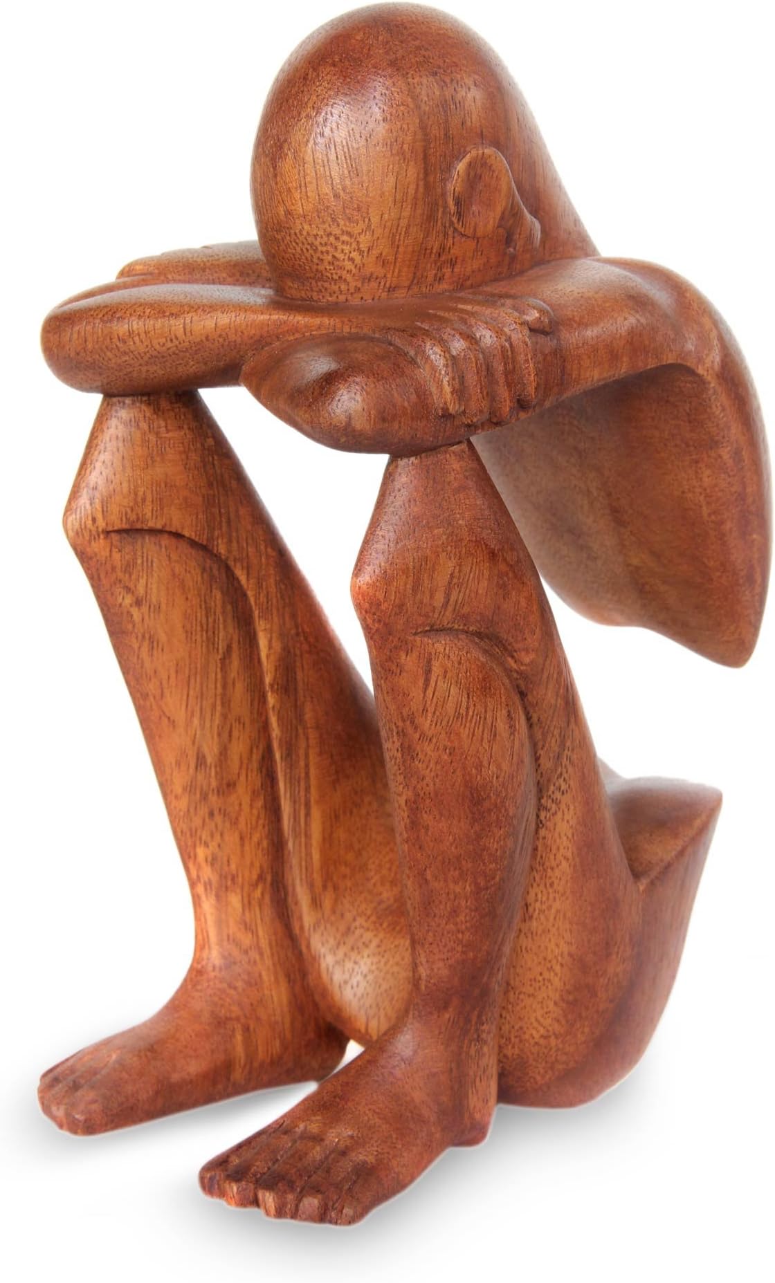 Wood Carved Art Abstract Sculpture Meditation, Modern 