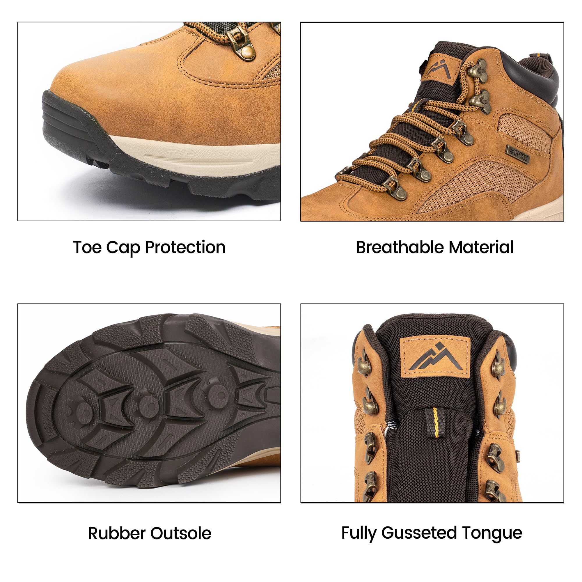 CC-Los Bottes de randonnée homme imperméables antidérapantes EU40-48 | Semelle caoutchouc antidérapante, tige respirante, imperméable et robuste, randonnée montagne tous terrains
