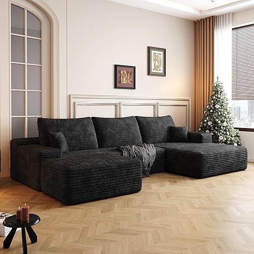 Miniatura 2 de Sectional Couches Sofa Modular Couch U Shaped Cloud Couch Sectional Sofa with Ottoman Modern Minimalist Deep Seat Corner Sofa Set for Living Room