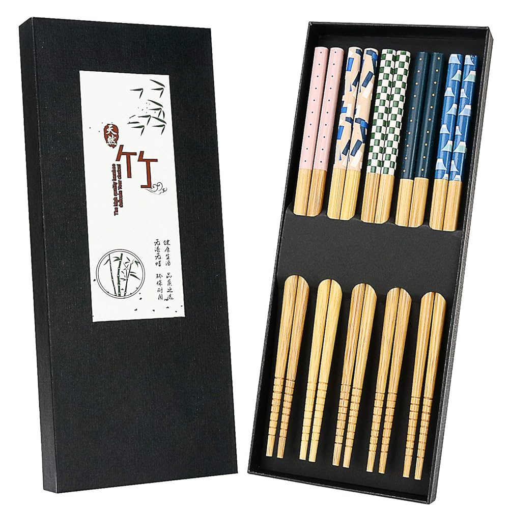 Amazon.com: 5 Pairs Japanese Natural Bamboo Chopsticks with