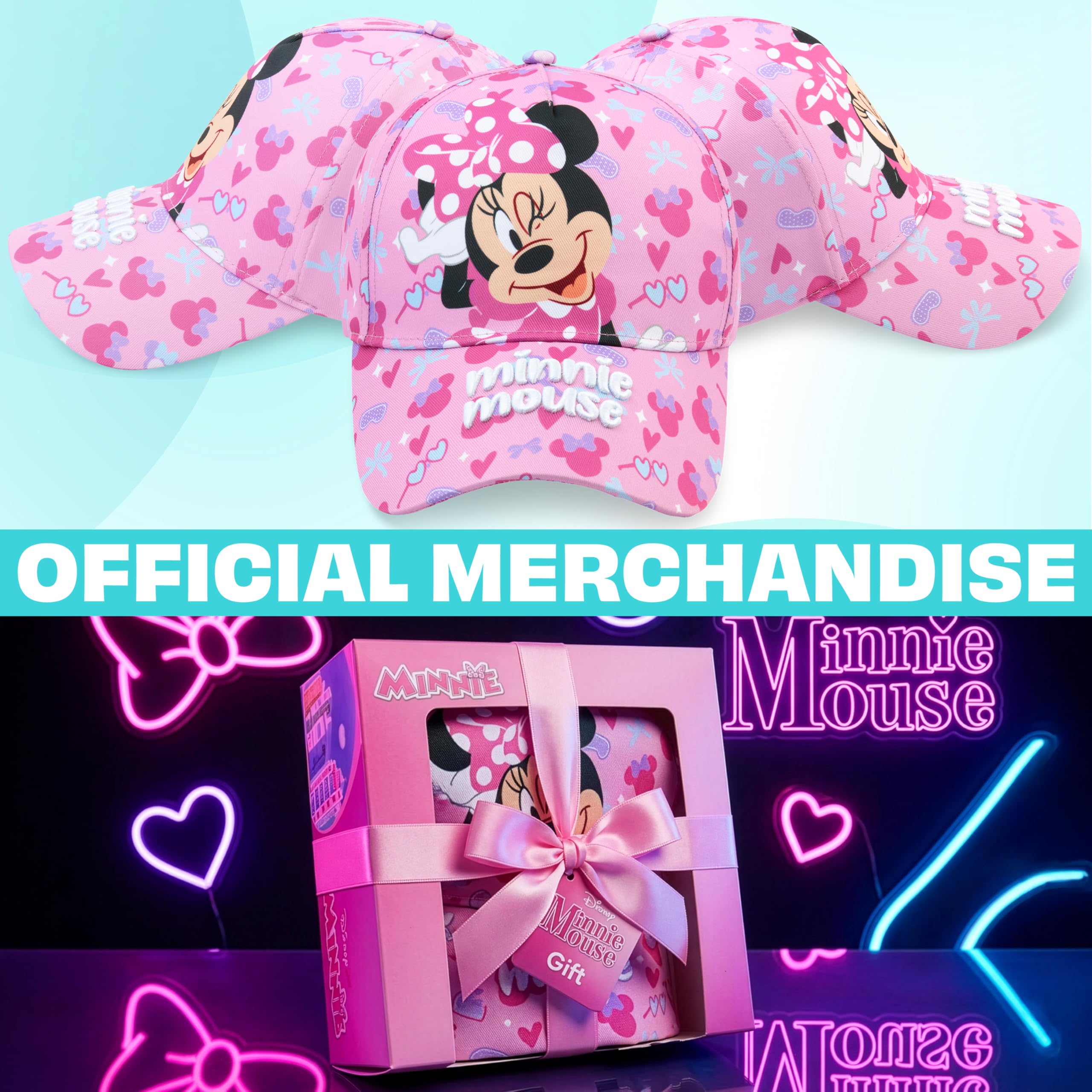 Gorra Niña con Gafas de Sol UV400 y Coletero Set Patrulla Canina Frozen Princesas Disney Minnie Mouse Barrio Sesamo