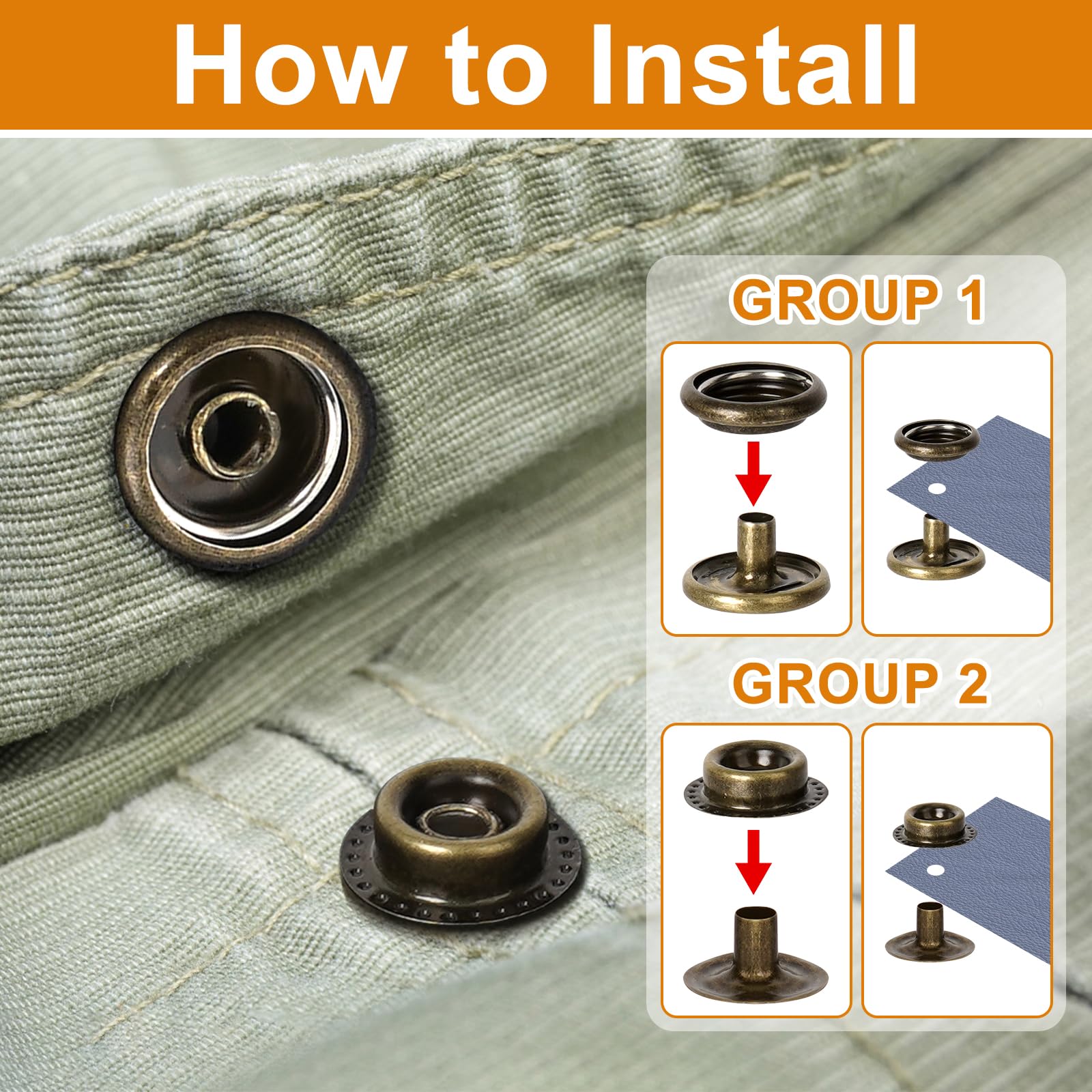 Pinza Per Bottoni Automatici A Pressione, con 3 Stampi Magnetici e 100 Set Di Bottoni a Pressione Metallo Da 15 mm, per Fai da Te Riparazione Di Coperture Di Barche, Tela, Cucito, Teloni, Jeans