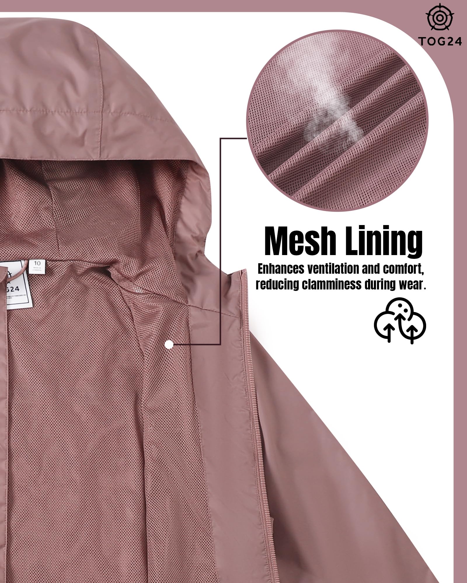 TOG24 Craven Damen Regenjacke Leicht Wasserdichte Outdoorjacke Atmungsaktive Windbreaker Faltbar Übergangsjacke Fahrradjacke mit Kapuze für Frauen